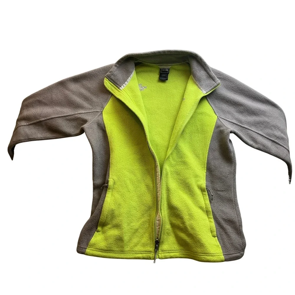 The North Face Jacket Womens Large Fleece Gray & Green Full Zip Outdoor‎ Coat